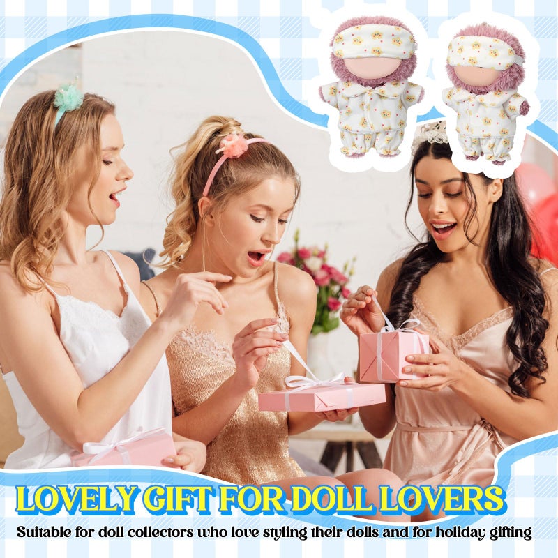 Simgoing 17cm Doll Clothes Pajamas Set with Pants Eye Mask Good Night Bedding Clothes Outfit Gifts Fits Most 17cm Dolls Accessories for DIY Dress up Lovers (Yellow Star) - Image 4