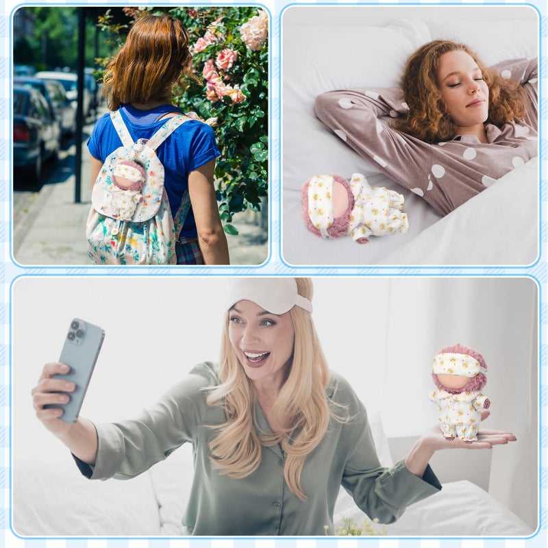 Simgoing 17cm Doll Clothes Pajamas Set with Pants Eye Mask Good Night Bedding Clothes Outfit Gifts Fits Most 17cm Dolls Accessories for DIY Dress up Lovers (Yellow Star) - Image 3