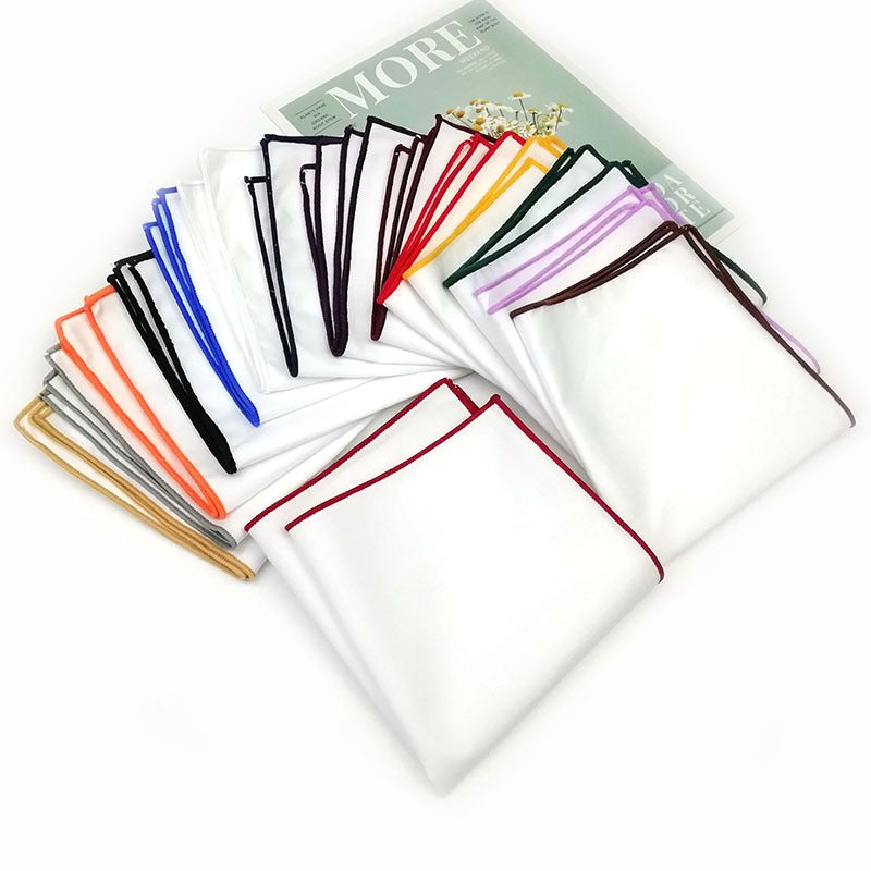 Pure White Cotton Trendy Men'S Suit Pocket Square 23Cm Square Ceremonial Handkerchief - Image 2