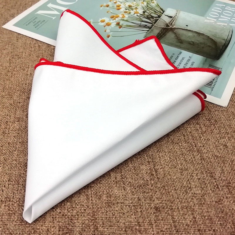 Pure White Cotton Trendy Men'S Suit Pocket Square 23Cm Square Ceremonial Handkerchief - Image 5