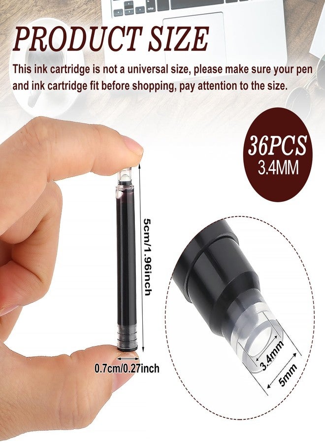 Amaxiu 36 Pcs 3.4mm Fountain Pen Black Ink Cartridges - International Standard Refills Compatible With 3.4mm Bore Diameter Calligraphy Pens - Image 2