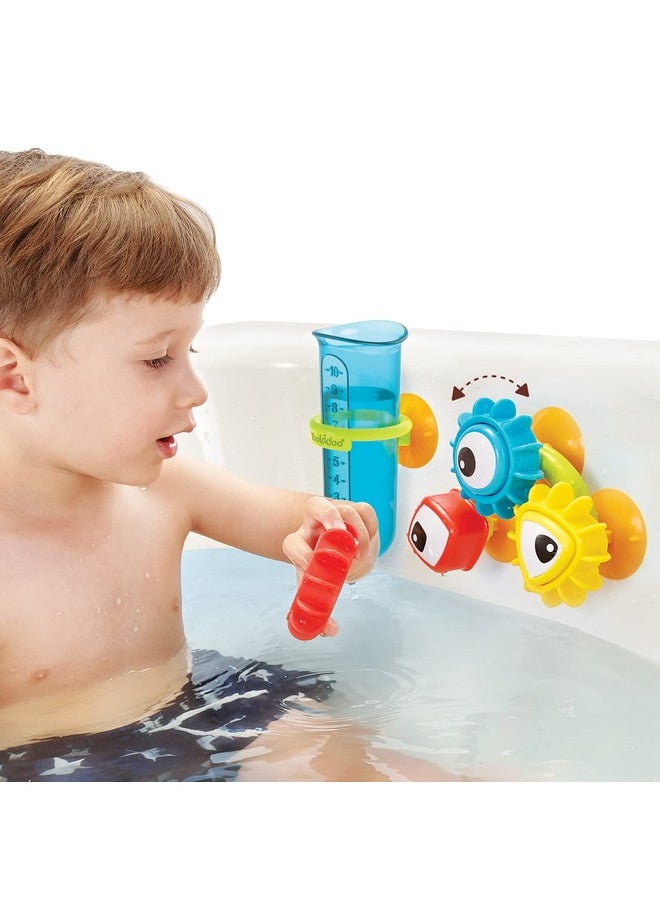 Yookidoo Yookidoo Baby Bath Toy - Spin 'N' Sort Water Gear - Childrens Sensory Water Wheel Set That Attaches to Any Size Tub - Includes Suction Cups, 3 Googly Eye Gears, and Pourers  - Image 2