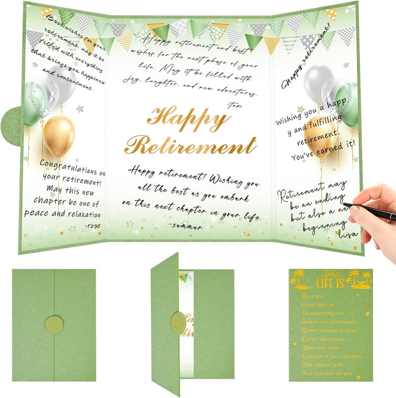 Roetyce Retirement Party Decorations Women Men, Green Happy Retirement Guest Book Jumbo Card, Retired Keepsake Gift for Coworker Friends Family, Sage Green Legend Has Retired Signature Board - Image 1