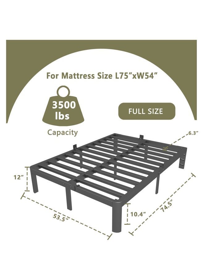 ITIMIDI 12 Inch Full Bed Frames, Metal Full Size Platform Bed Frame with Round Corner Legs, Heavy Duty Steel Support 3500 LBS, Storage Space, No Box Spring Needed, Noise Free, Easy Assembly - Image 2