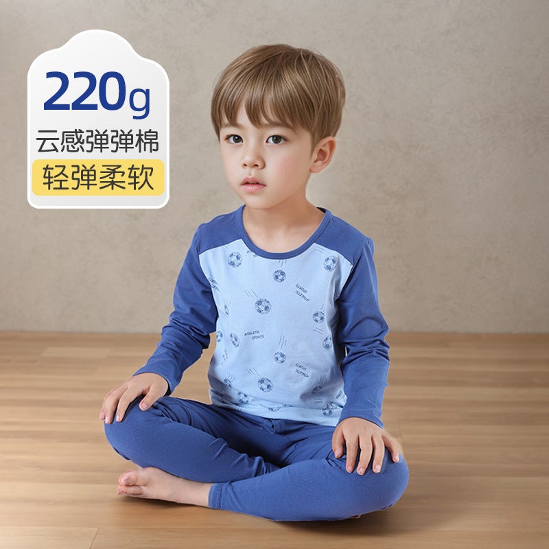 Children'S Autumn Clothes And Pants Suit Boys' Thermal Underwear Cotton Children'S Home Clothes Baby Pajamas - Image 1