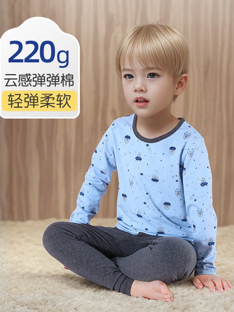 Children'S Autumn Clothes And Pants Suit Boys' Thermal Underwear Cotton Children'S Home Clothes Baby Pajamas - Image 4