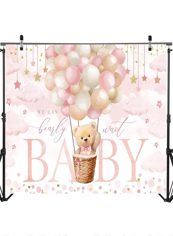 موكسيكا خلفية Mocsicka We Barly Wait Backdrop Pink Hot Balloon Bearly Wait زينة حفلة استقبال مولود جديد خلفية دب سحابة وردية خلفية تصوير لحفلة استقبال مولودة جديدة (وردي، 7 × 5 قدم) - Image 4