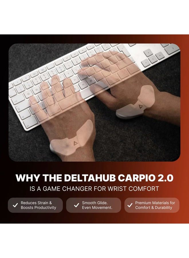 DELTAHUB كاربيو 2.0 - مسند معصم مريح للغاية لليد اليمنى للفأرة، دعم نفق الرسغ، تخفيف الألم، مضاد للإرهاق، انزلاق سهل، أنيق، مكتب كمبيوتر، لابتوب، ألعاب - صغير، رمادي - Image 5
