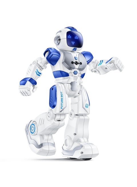 6088 Programmable Robot Toys For Boys And Girls, Rechargeable Robots With App Control, Remote Control, Gesture Sensing Control, Interactive Emoji Eyes, Qa Games For 3-6 Years Kids, Blue