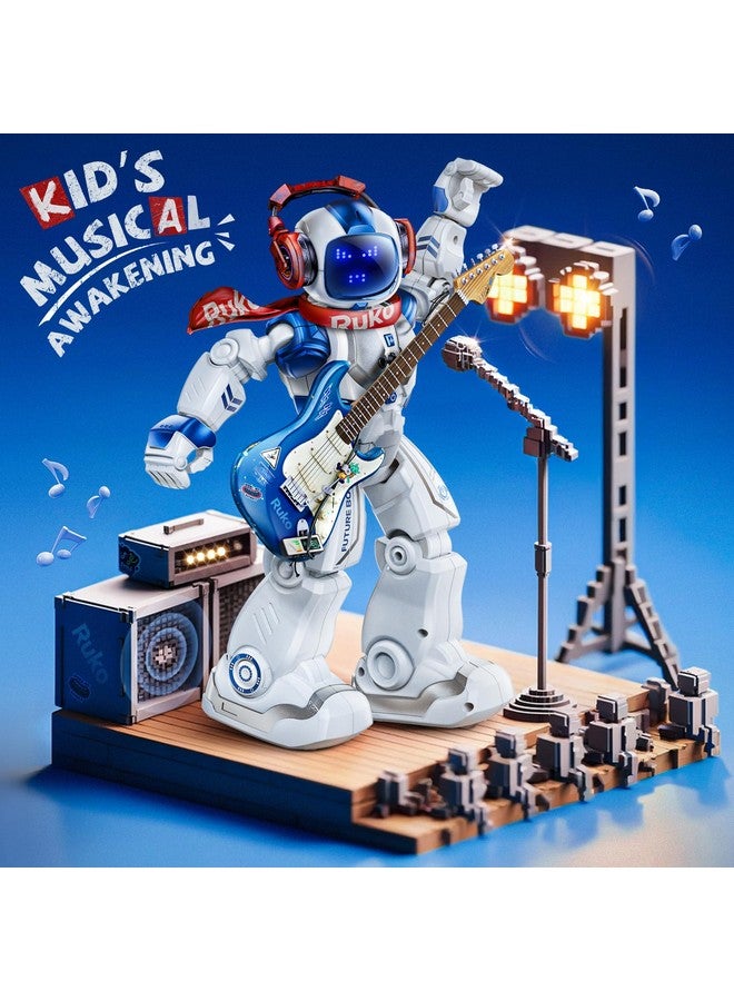 6088 Programmable Robot Toys For Boys And Girls, Rechargeable Robots With App Control, Remote Control, Gesture Sensing Control, Interactive Emoji Eyes, Qa Games For 3-6 Years Kids, Blue