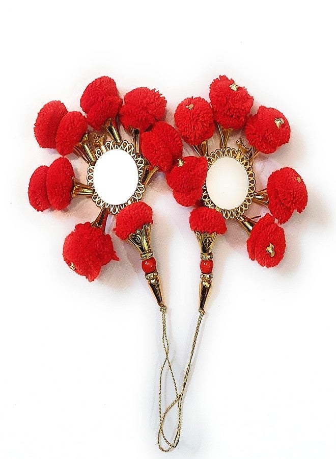 لباس ليباس فاشن - شرابة نسائية صناعية مصنوعة يدويًا مزينة بكرات بوم بوم - اللون أحمر - قطعتان - Image 4