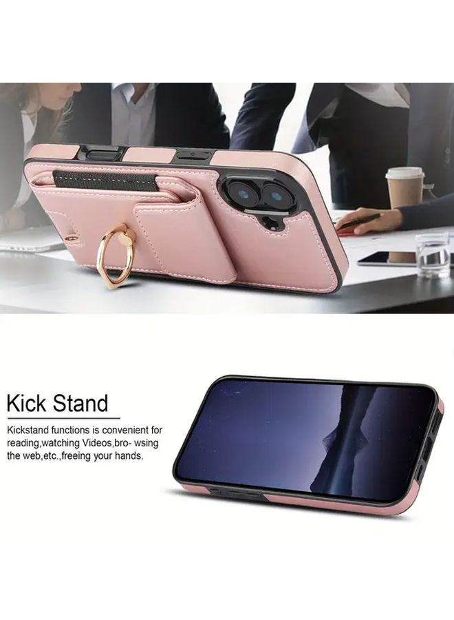 محفظة جلدية ذهبية وردية مع حامل وحلقة لحمل هاتف iPhone 7 8 SE2 SE3 - Image 4