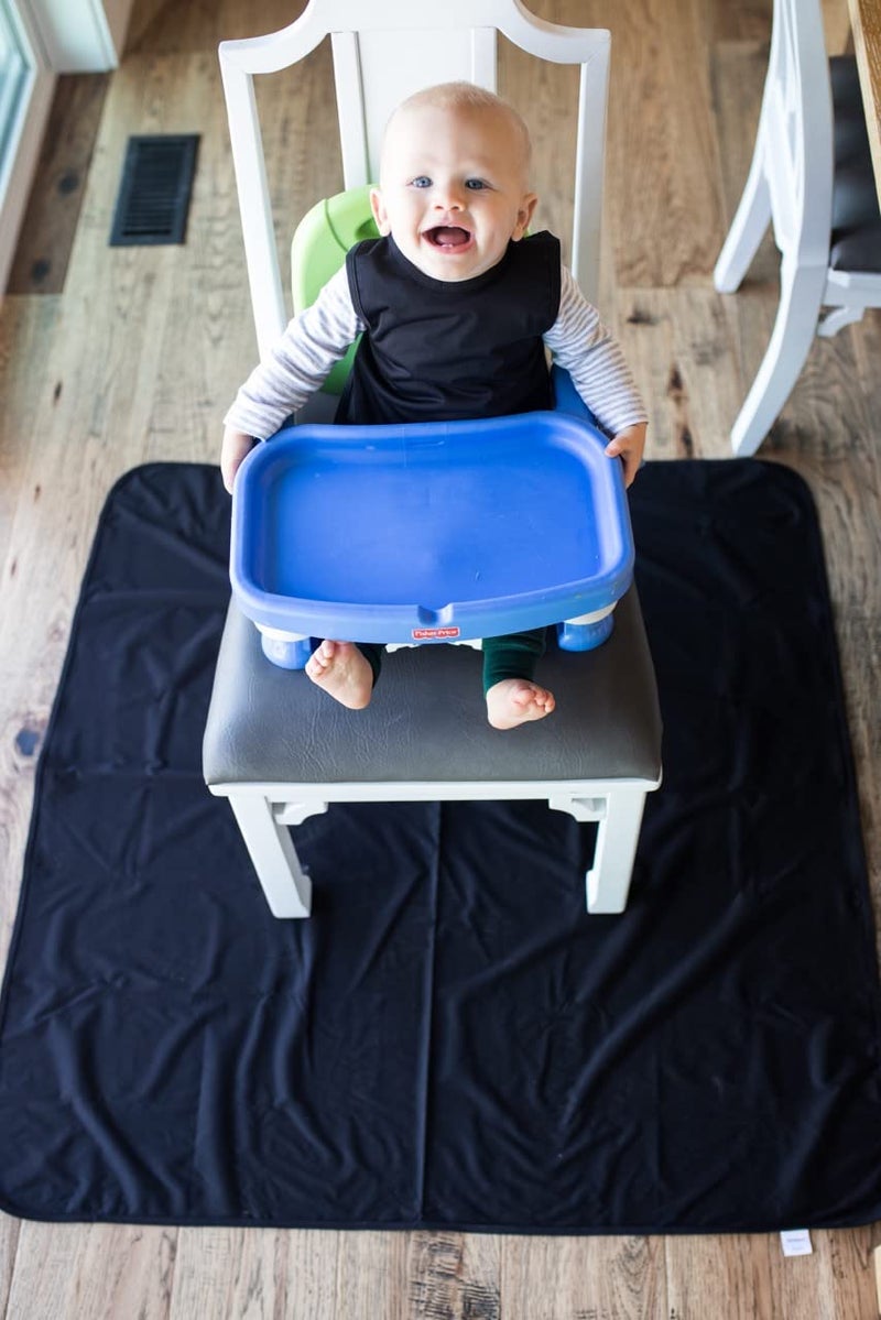 BapronBaby Minimalist Black Splash Mat - Waterproof Catch-All for Under High Chairs, Floors, Tables, Playtime or Arts & Crafts - Machine Washable - 45" x 45” - Image 4
