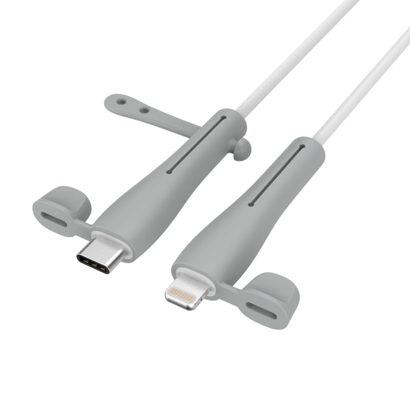 iTronix Cable End Protector ONLY Suitable for iPhone Lightning Cable (Type-C to Type-C) Protective Dust Waterproof Cover Reinforced Protector Cap (Grey) - Image 1