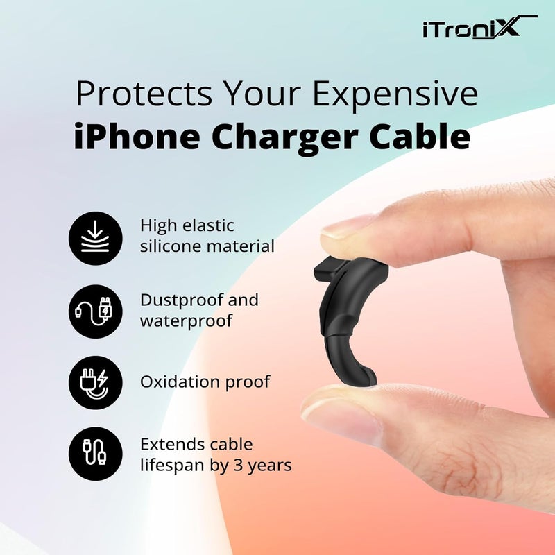 iTronix Cable End Protector ONLY Suitable for iPhone Lightning Cable (Type-C to Type-C) Protective Dust Waterproof Cover Reinforced Protector Cap (Grey) - Image 3