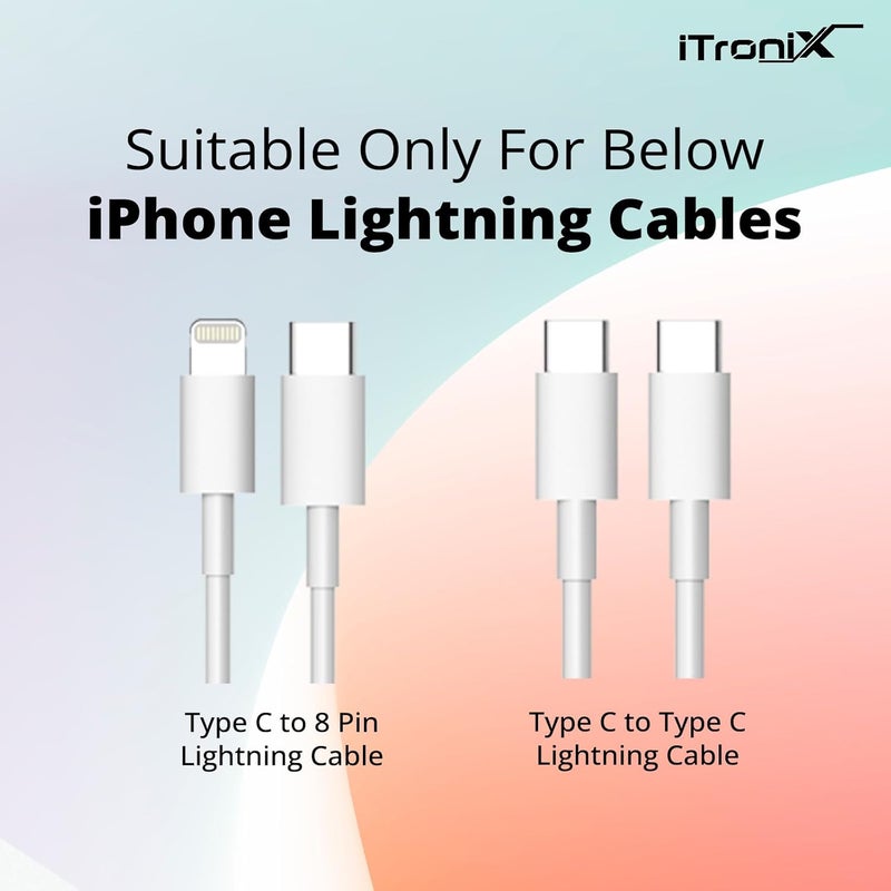 iTronix Cable End Protector ONLY Suitable for iPhone Lightning Cable (Type-C to Type-C) Protective Dust Waterproof Cover Reinforced Protector Cap (Grey) - Image 5