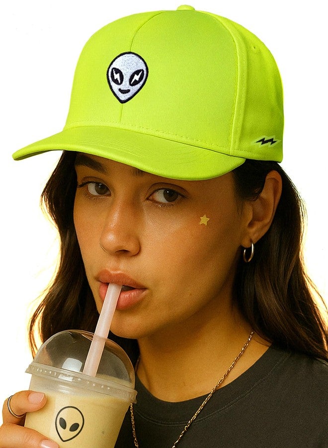 Supervek Alien Neon Green Baseball Cap - Premium Snapback Cap for Men & Women - Stylish Travel Streetwear - Baseball Caps for Men - Original Caps for Men - GenZ Fashion Accessory - Image 1