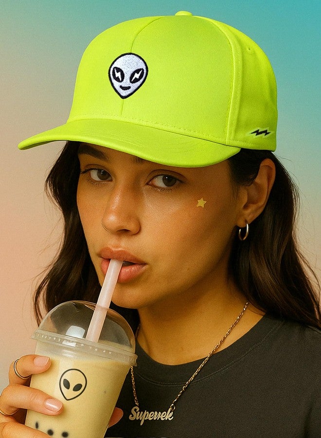 Supervek Alien Neon Green Baseball Cap - Premium Snapback Cap for Men & Women - Stylish Travel Streetwear - Baseball Caps for Men - Original Caps for Men - GenZ Fashion Accessory - Image 3