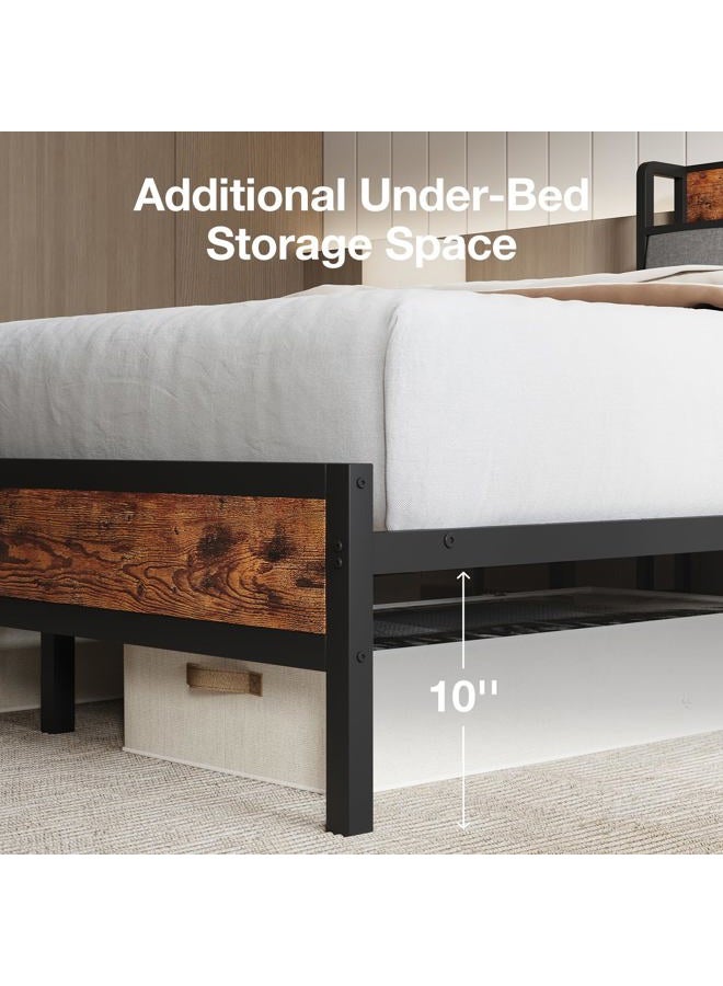 Novilla Queen Bed Frame with Charging Station USB/Type-C & Storage Headboard, Modern Metal Platform Bed Frame, Easy Assembly, Heavy Duty Slats Support, Noise Free, No Box Spring Needed - Image 4