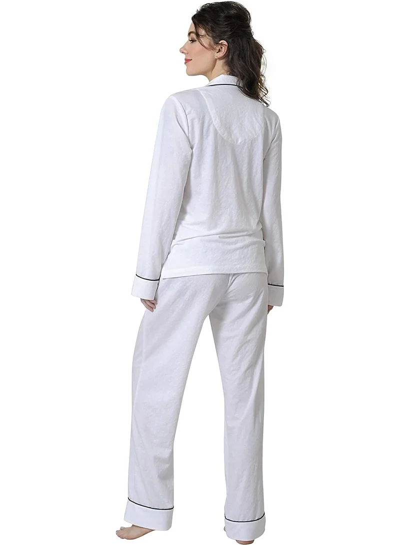 Caprisious Women's Soft Knitted Cotton Pajamas Set - Button-Down Long/Short Sleeve 2 Piece Sleepwear Loungewear - Comfortable Stylish Nightwear
