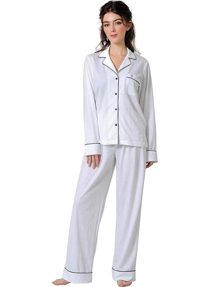 Caprisious Women's Soft Knitted Cotton Pajamas Set - Button-Down Long/Short Sleeve 2 Piece Sleepwear Loungewear - Comfortable Stylish Nightwear