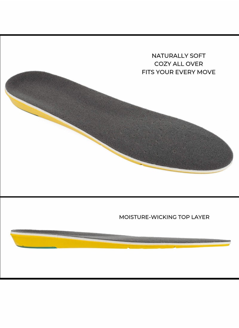 Comfortable Memory Foam Insoles for Plantar Fasciitis Relief, Height Increase, Shock Absorption, and Cushioning for All Sizes