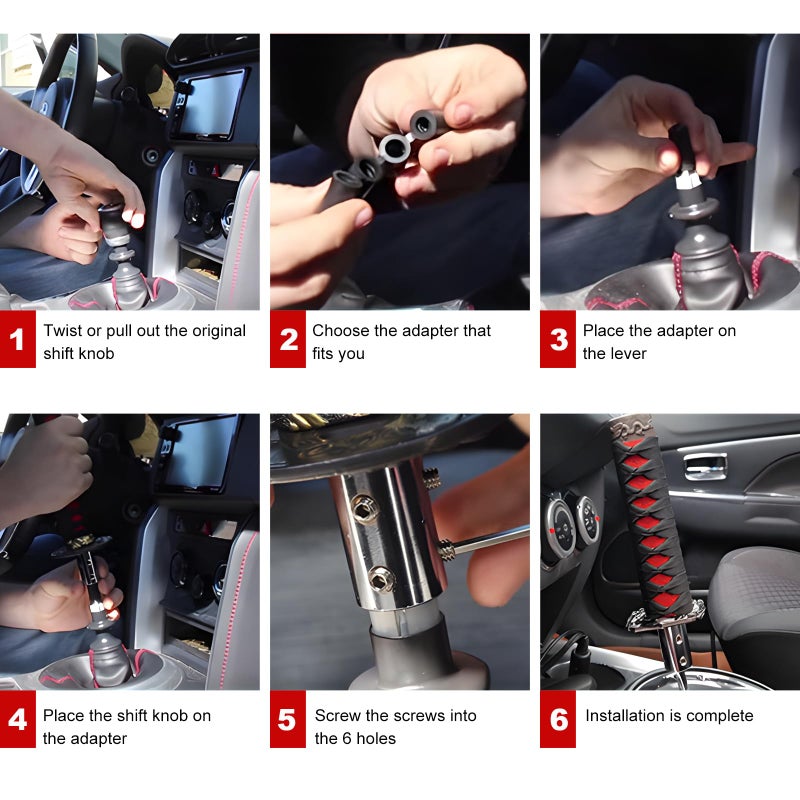 KVAEY Samurai Sword Shift Knob, Automotive Katana Manual Transmission Gear Shift Handle, Universal Aluminum Alloy Stick Shift Knob for Most Manual Vehicles, Car Accessories (Black+Red) - Image 5