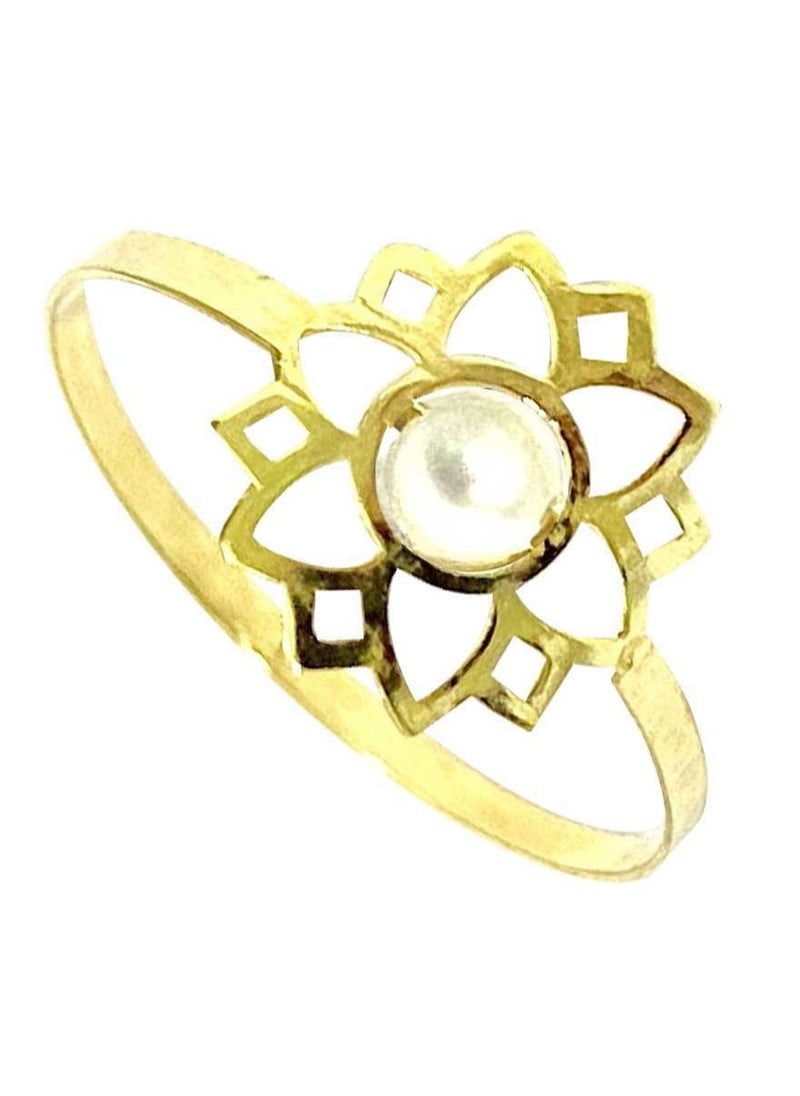 Hamsa.ae - 18K Pure Gold Elegant Flower Zircon Stone Ring Size 8 - Image 1