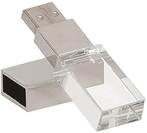 HONGPAS New Crystal Transparent Rectangle Genuine USB Flash Drive 3.0 LED Lighting Memory Stick Birthday Wedding Gift Pen Drive,Silver (32GB)… - Image 2