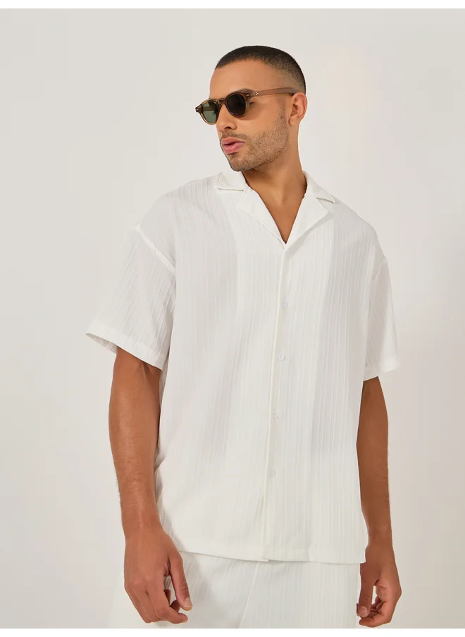 تايك تو Take Two Textured Camp Collar Shirt and Pants Co-Ords