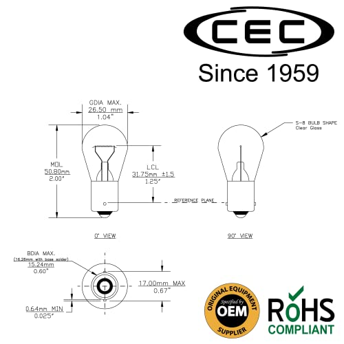 CEC Industries 1141 Single Contact Bayonet 12.8V 18.4W Miniature Bulb (10-Pack) - Image 3