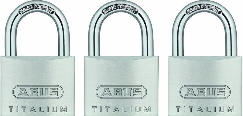 Abus 64TI/40 Titalium Aluminum Alloy Padlock, Keyed Alike with Nano Protect Steel Shackle, Pack of 3 - Image 1