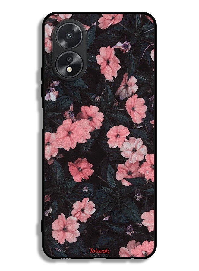 Tolwak Oppo A38 Protective Case Cover Peach Small Roses - Image 1