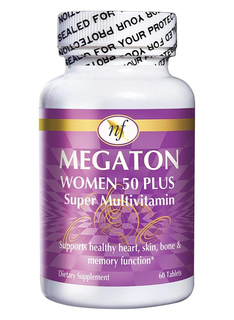Megaton Women 50 plus Multivitamin Tablets 60s | Energy, Bone & Immune Support | Daily Women’s Health Supplement