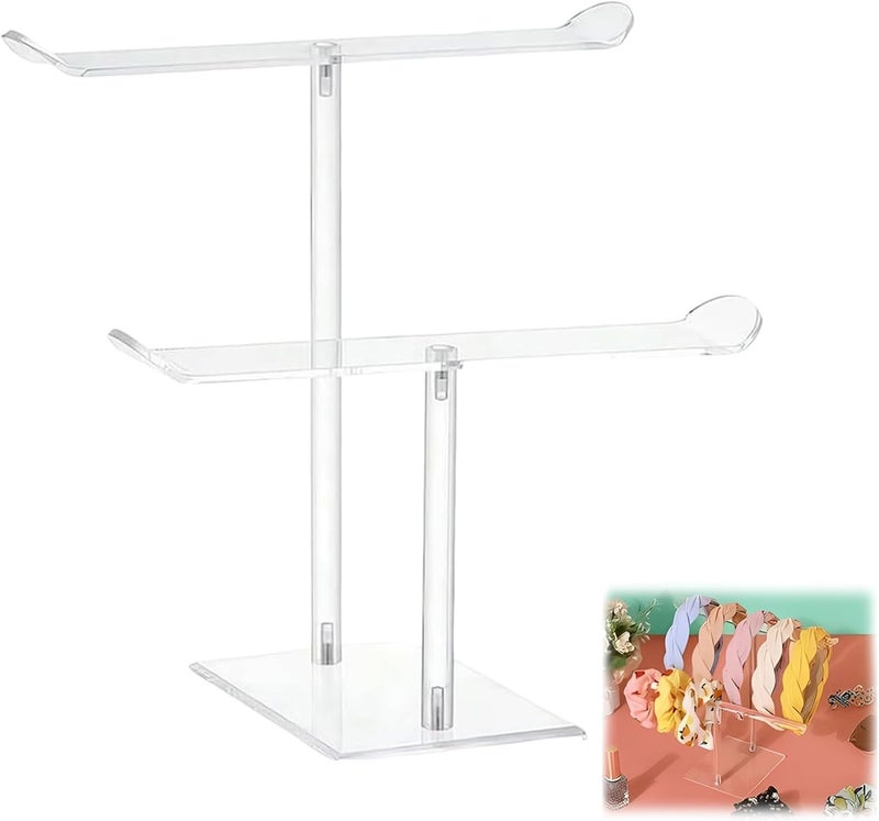 Eophmi Headband Holder Acrylic 2-Layer Scrunchie Holder Stand Hair Accessories Organiser Hairband Holder for Earrings,Rings and Bracelets Display - Image 1