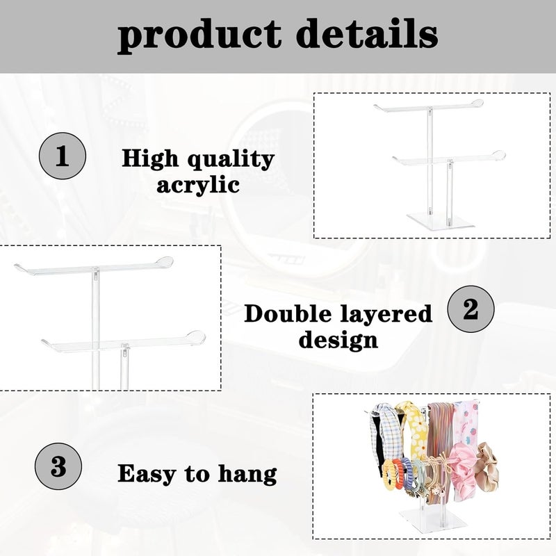 Eophmi Headband Holder Acrylic 2-Layer Scrunchie Holder Stand Hair Accessories Organiser Hairband Holder for Earrings,Rings and Bracelets Display - Image 3