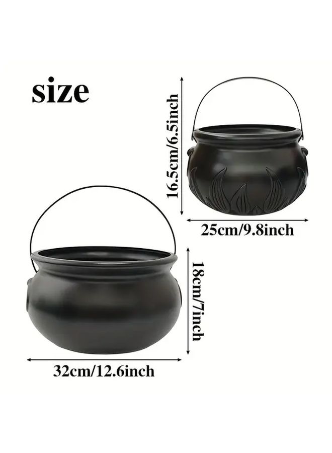2 Pcs Halloween Decorative Buckets 12 6 Inch Witch And 9 84 Inch Flame For Indoor Outdoor - Image 4