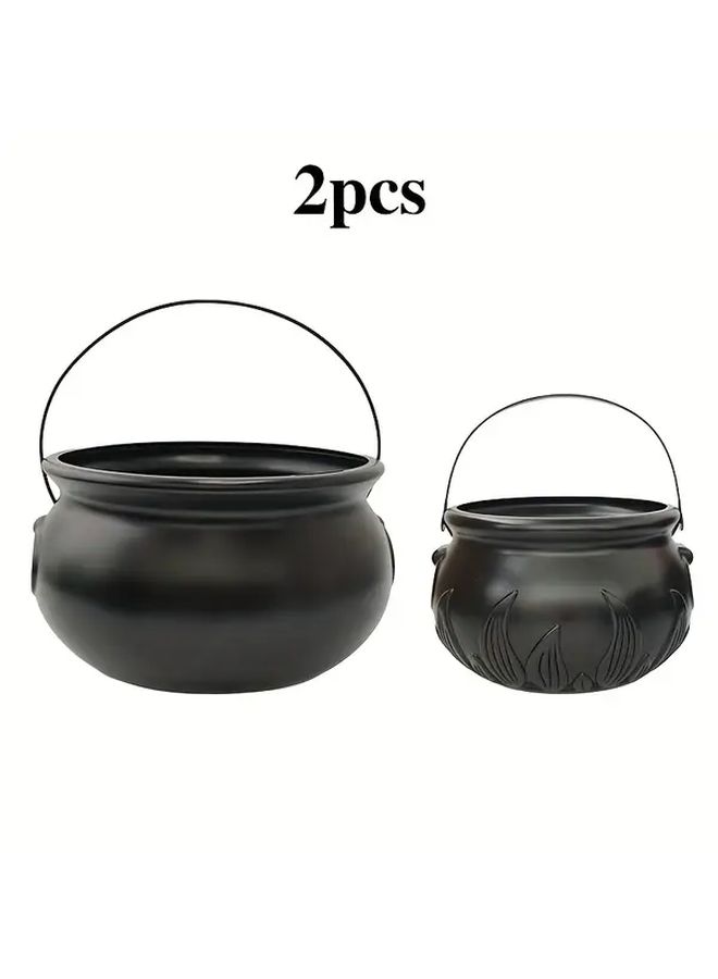 2 Pcs Halloween Decorative Buckets 12 6 Inch Witch And 9 84 Inch Flame For Indoor Outdoor - Image 2