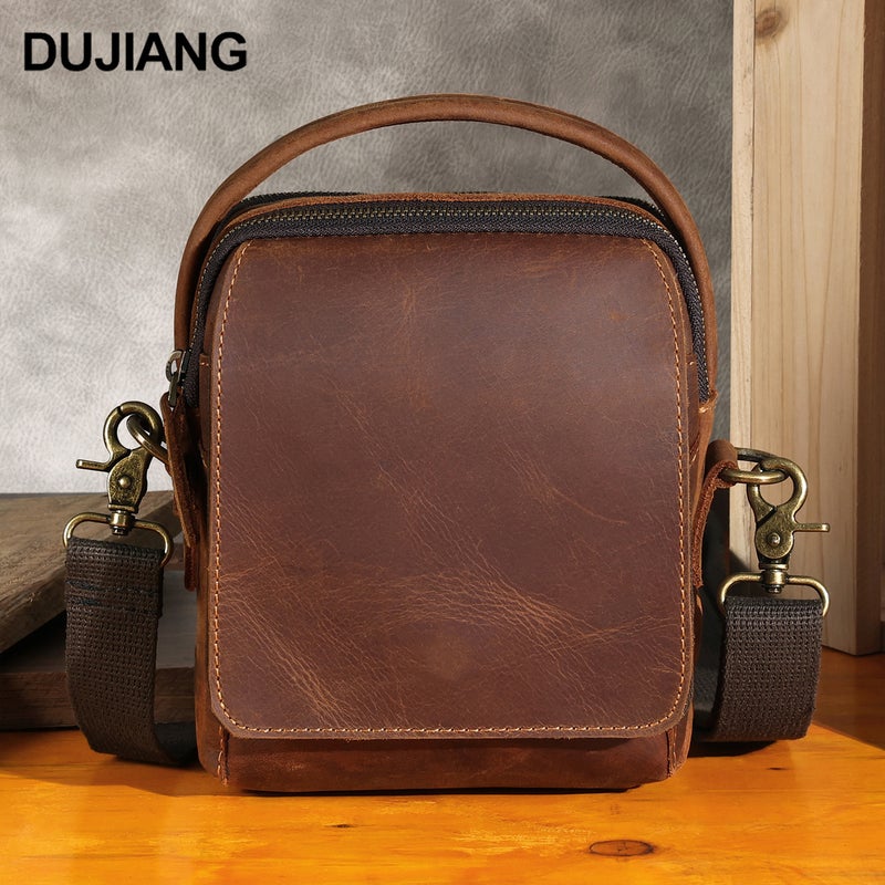 Shoulder Bag, Multifunctional Genuine Leather Crossbody Bag, Casual Commuting Men'S Bag, Retro Fashion Handbag, Casual And Versatile - Image 4