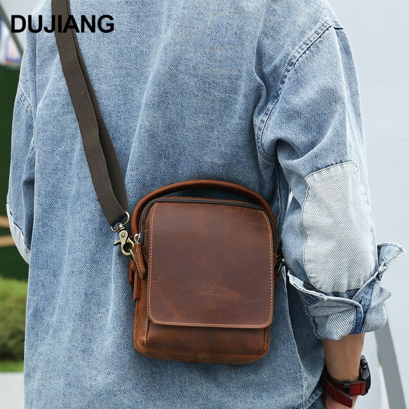 Shoulder Bag, Multifunctional Genuine Leather Crossbody Bag, Casual Commuting Men'S Bag, Retro Fashion Handbag, Casual And Versatile - Image 2