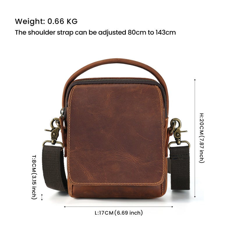 Shoulder Bag, Multifunctional Genuine Leather Crossbody Bag, Casual Commuting Men'S Bag, Retro Fashion Handbag, Casual And Versatile - Image 5