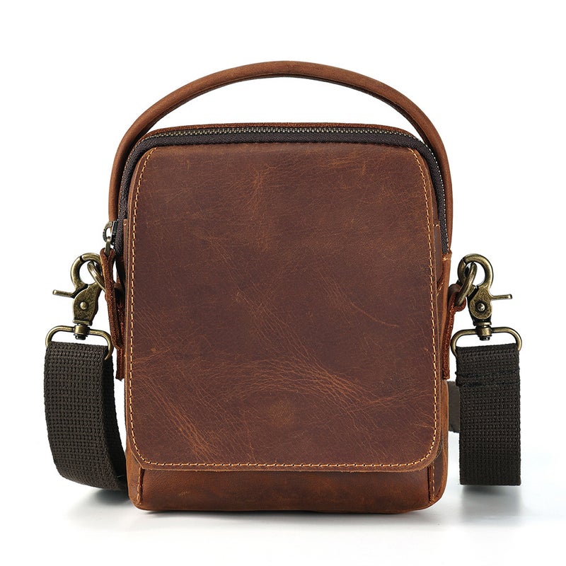 Shoulder Bag, Multifunctional Genuine Leather Crossbody Bag, Casual Commuting Men'S Bag, Retro Fashion Handbag, Casual And Versatile - Image 1