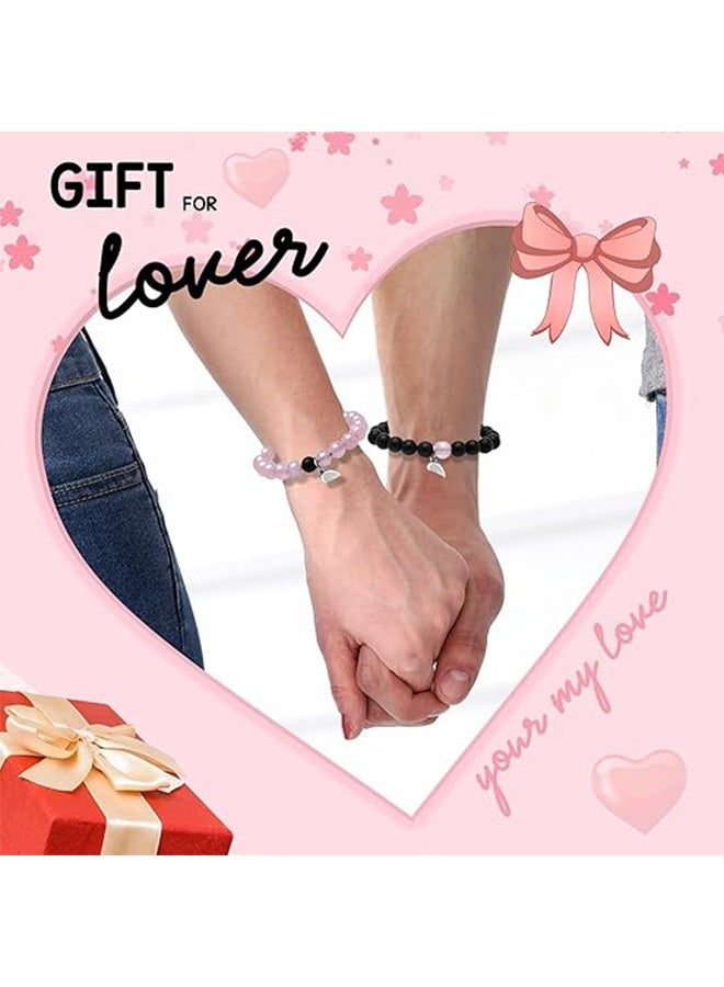 GIFT Magnetic Couples Bracelets and Necklace, His and Hers Matching Set, Forever Bracelets Crystal Necklace for Couples, Perfect Long Distance Relationship Gifts and Valentines Presents - Image 2