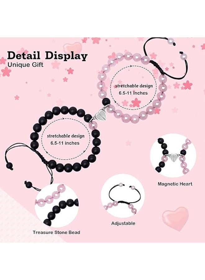 GIFT Magnetic Couples Bracelets and Necklace, His and Hers Matching Set, Forever Bracelets Crystal Necklace for Couples, Perfect Long Distance Relationship Gifts and Valentines Presents - Image 3