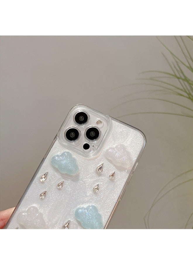 حالة الهاتف لفون 15 برو ماكس الإبداعية 3D قطرة المطر سحابة الماس قطرة لاصقة حالة واقية الهاتف - Image 4