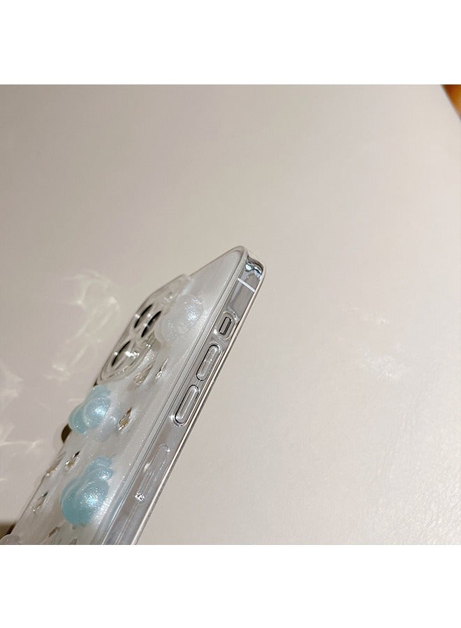 حالة الهاتف لفون 15 برو ماكس الإبداعية 3D قطرة المطر سحابة الماس قطرة لاصقة حالة واقية الهاتف - Image 5