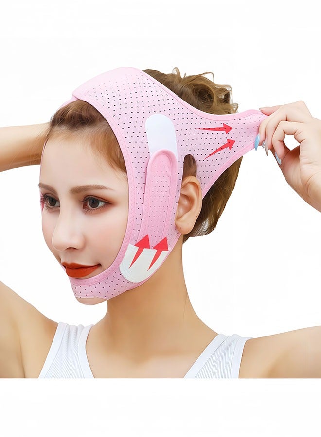 بيتشجوي مخفض الذقن المزدوج ، حزام تخسيس الوجه ، قناع على شكل حرف V حزام شد الوجه للنساء والرجال ، قناع الوجه المضاد للتجاعيد ، ضمادة الرفع لبشرة الوجه المترهلة قناع قابل لإعادة الاستخدام تنحيف الوجه - Image 1