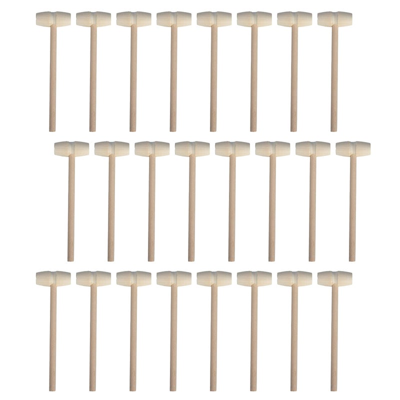 24 Pieces Mini Wooden Hammers Natural Wood Mallets Gavel Toy for Kids