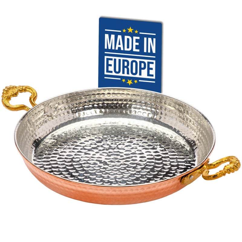 Crystalia Authentic Hammered Copper Pan and Cookware Traditional Handmade Copper Skillets for Cooking Egg Fry Omelet Pan with Ergonomic Metallic Handles 7 Inches