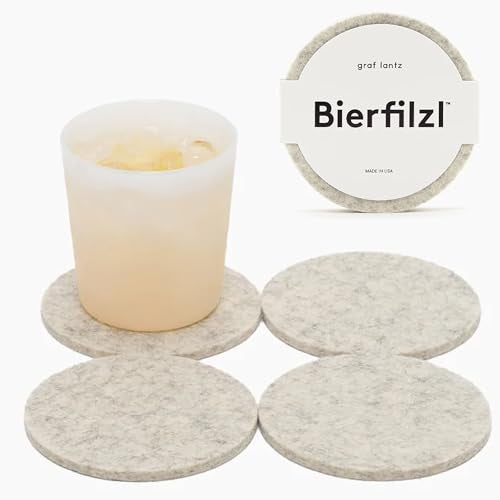 Graf Lantz Bierfilzl Merino Wool Round Coasters Set of 4 Heather White 4 Circles Absorbs 30 of Weight German Wool Heat Resistant Sustainable Reusable Home Decor Coffee Table Decor - Image 1